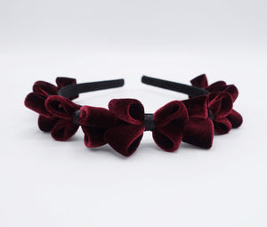 veryshine.com Headband Red wine velvet bow headband, tiny bow embellished headband for women
