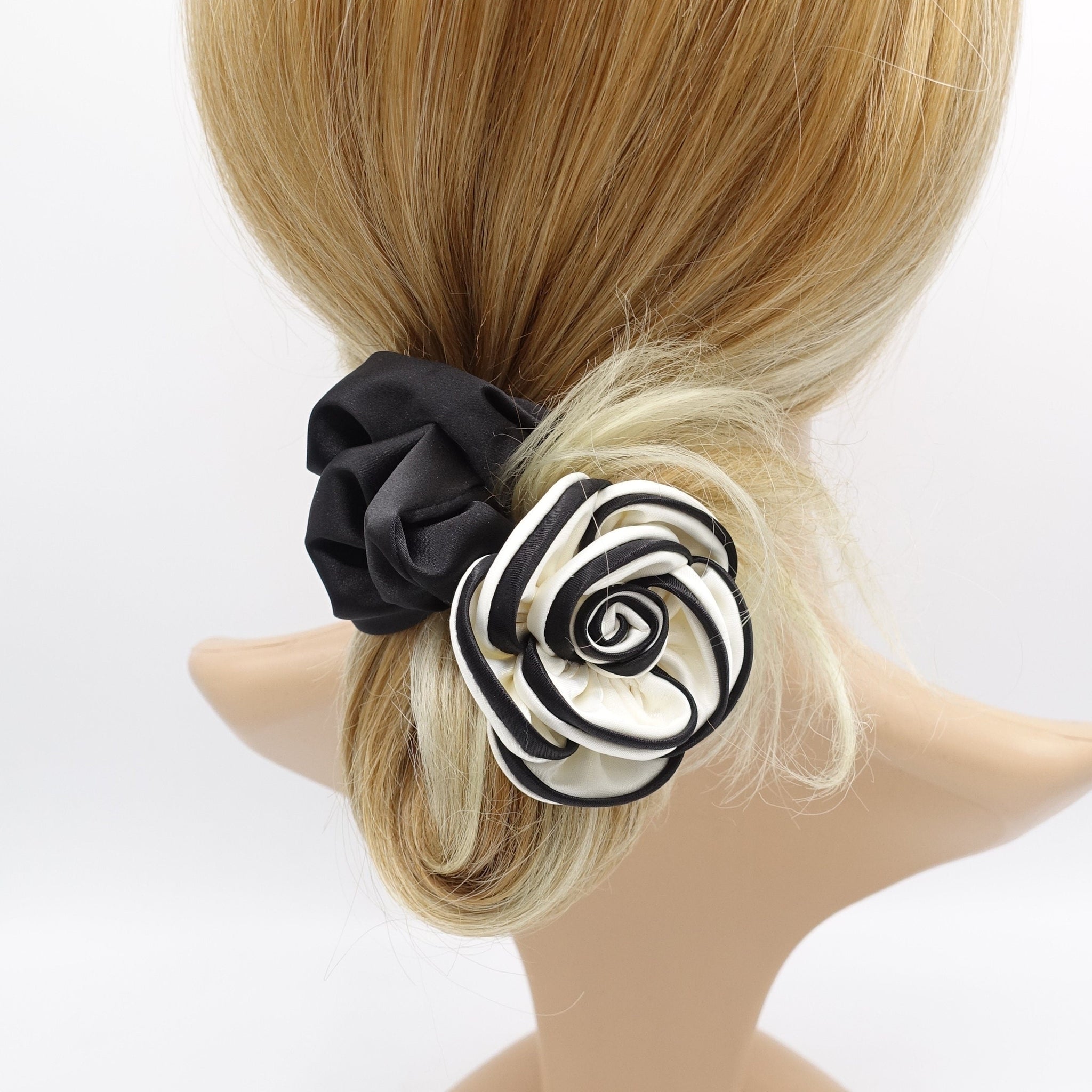veryshine.com Headband satin camelia hair bow, camellia scrunchies, handmade hair accessories for women