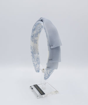 veryshine.com Headband Sky blue organza bow headband, baroque print headband, designer headband for women