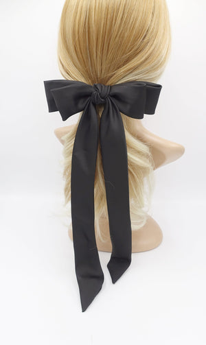 veryshine.com Ponytail holders Black satin hair bow, long tail hair bow, hair bows for women