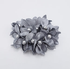 veryshine.com Ponytail holders Gray pearl flower beaded hair elastic ponytail holder decorated elastic band hair tie scrunchies woman hair accessory