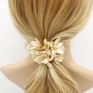 veryshine.com Ponytail holders pearl flower beaded hair elastic ponytail holder decorated elastic band hair tie scrunchies woman hair accessory