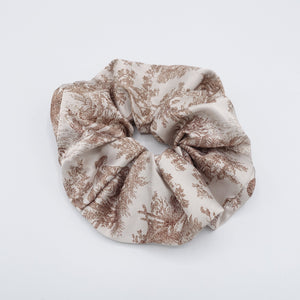 veryshine.com Scrunchies Beige silk satin scrunchies, plant print scrunchies for women