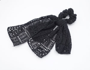veryshine.com Scrunchies Black cotton lace scrunches, bow knot hair ties for women