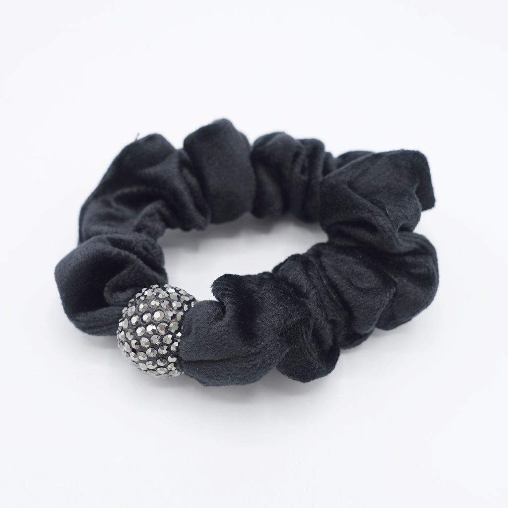 veryshine.com Scrunchies Black cotton velvet scrunchies, medium scrunchies, velvet rhinestone scrunchies for women