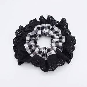 veryshine.com Scrunchies Black gingham scrunchies, eyelet lace scrunchies, cotton hair tie for women