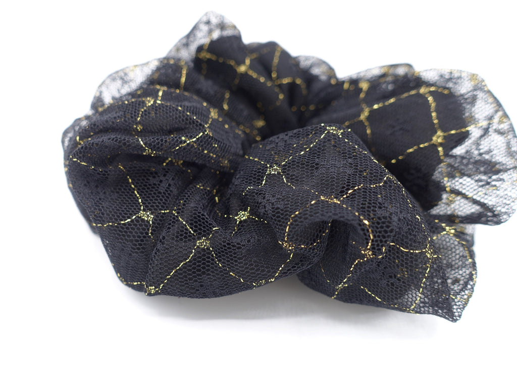 veryshine.com Scrunchies Black mesh wrapped scrunchies glittering scrunchies, scrunchies for women
