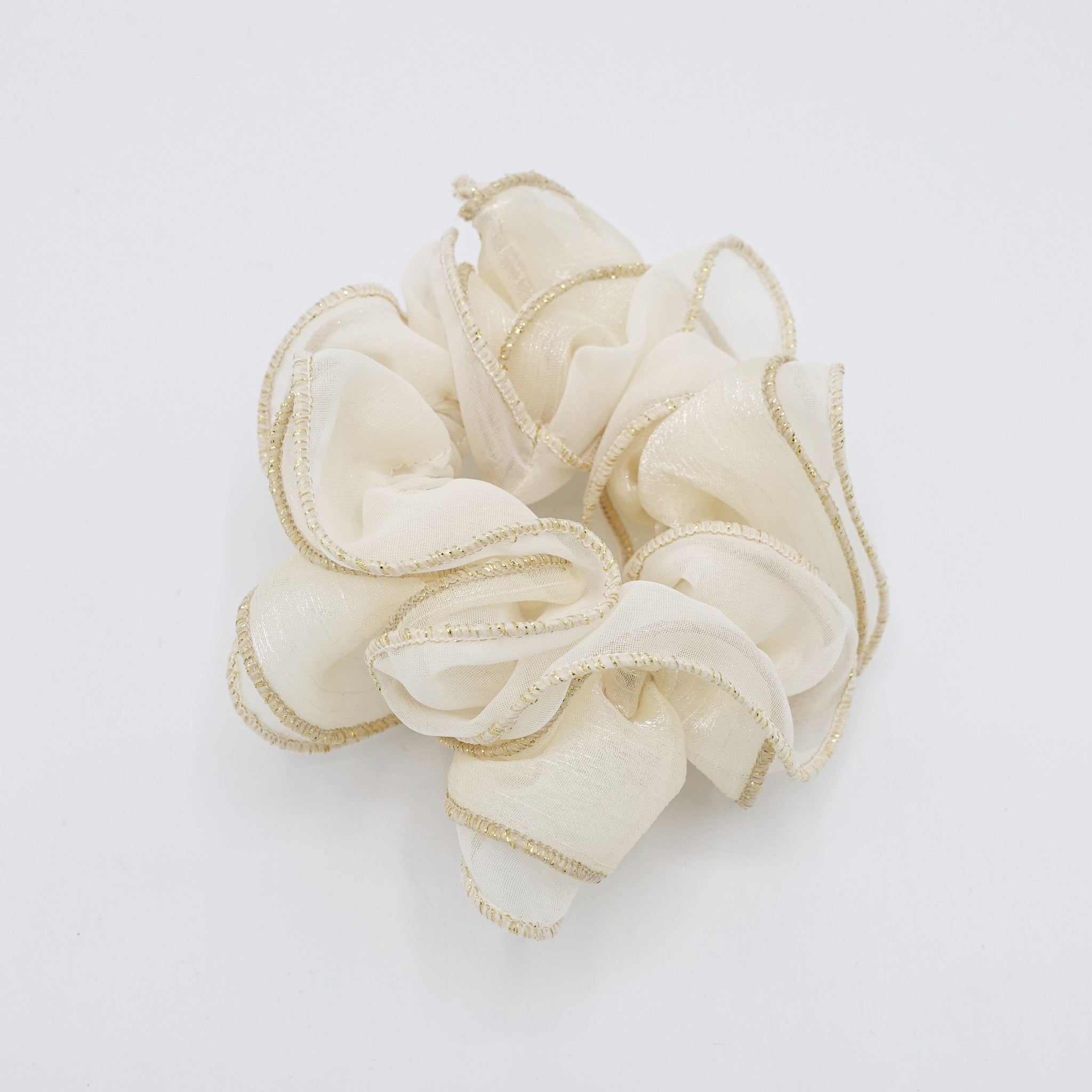 veryshine.com Scrunchies Cream white glittering scrunchies, chiffon scrunchies for women