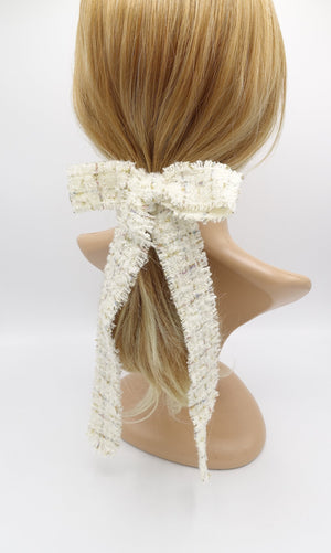 veryshine.com Scrunchies Cream white tweed bow scrunchies, tweed hair ties, tweed velvet scrunchies