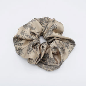 veryshine.com Scrunchies Gold beige silk satin scrunchies, plant print scrunchies for women