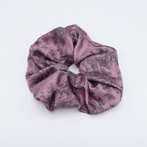 veryshine.com Scrunchies Mauve pink silk satin scrunchies, plant print scrunchies for women