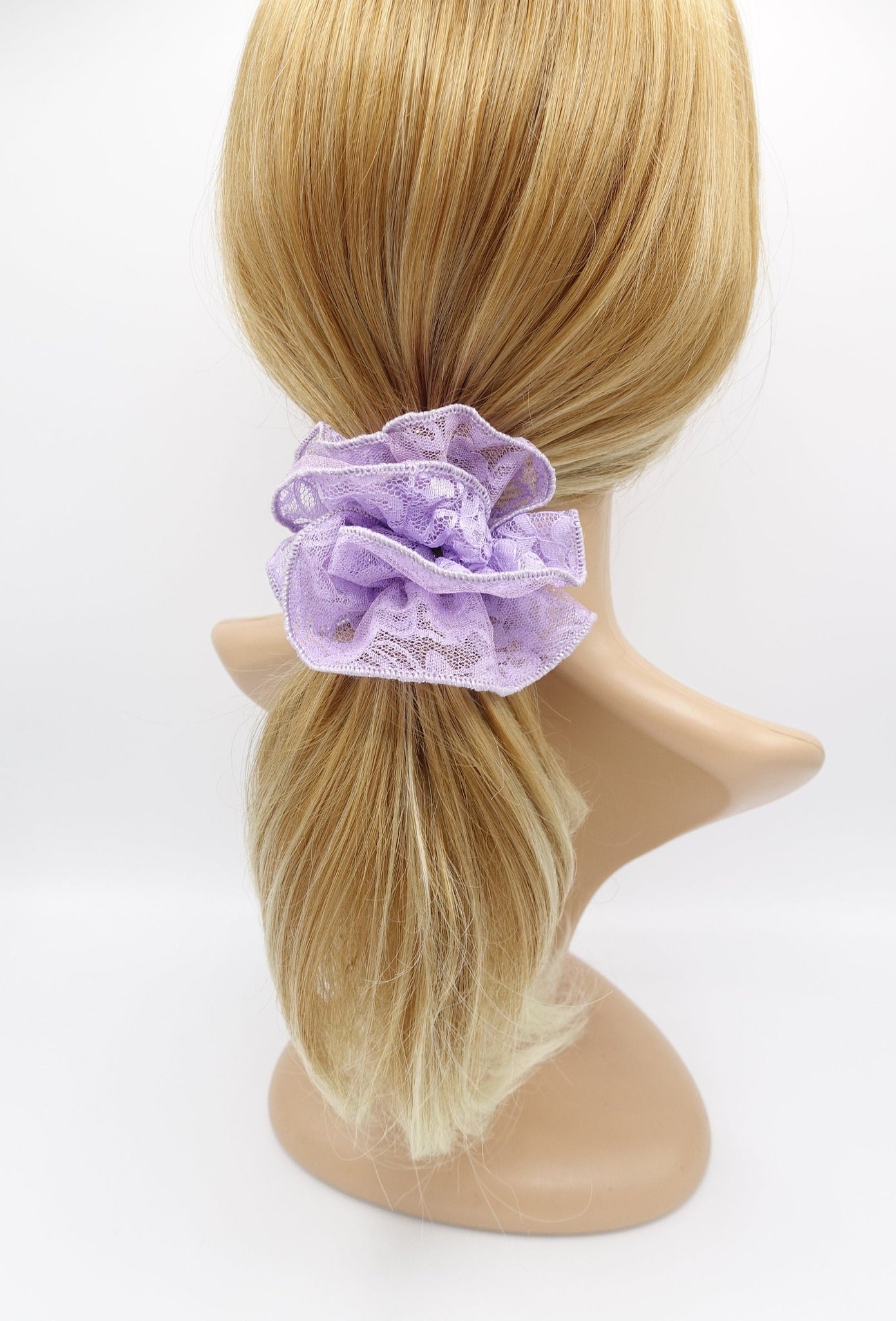 veryshine.com Scrunchies Violet floral lace scrunchies glittering edge scrunchies cute hair hair ties for women