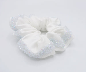 veryshine.com Scrunchies White-AB crystal satin beads scrunchies for women