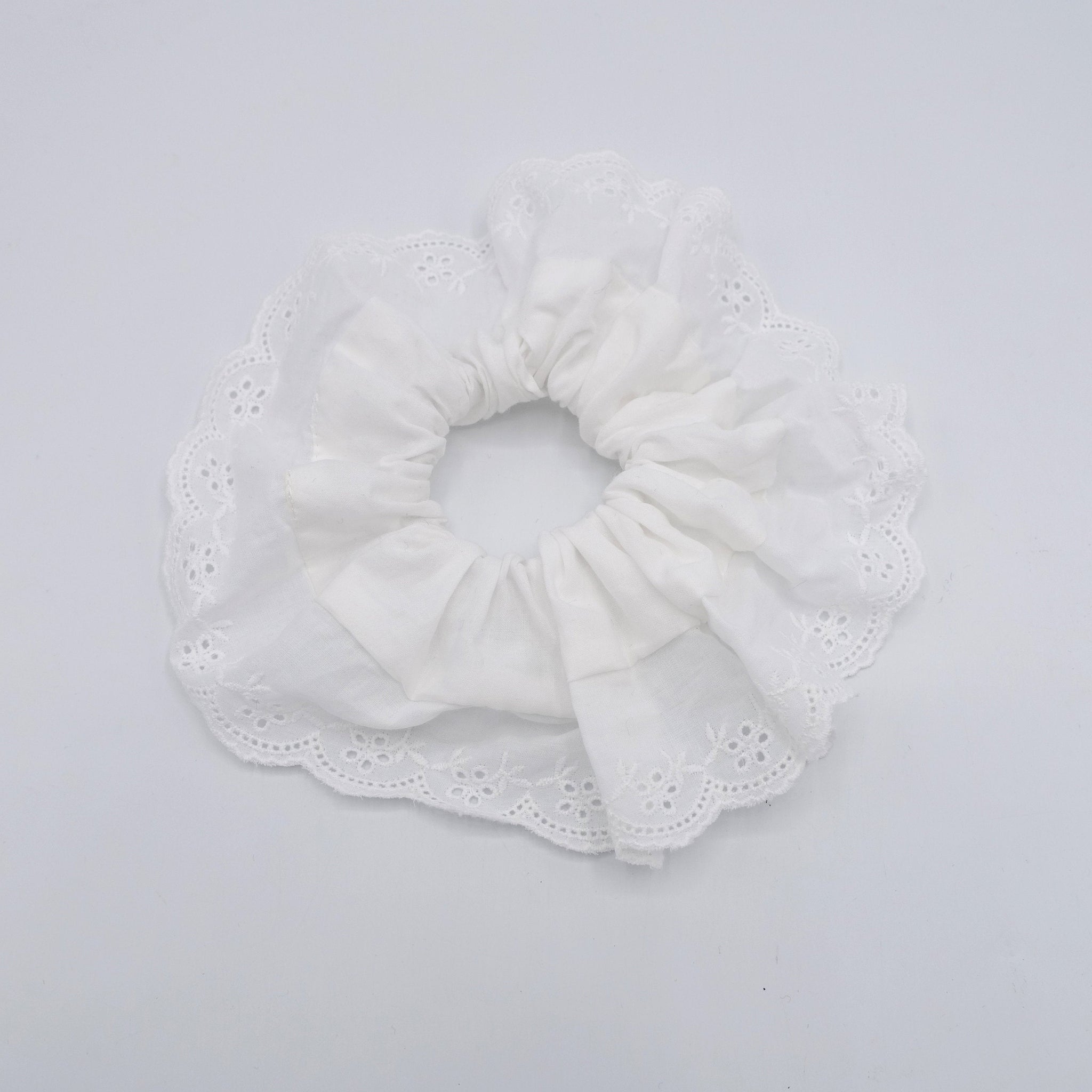 veryshine.com Scrunchies White eyelet lace scrunchies, cotton lace scrunchies for women