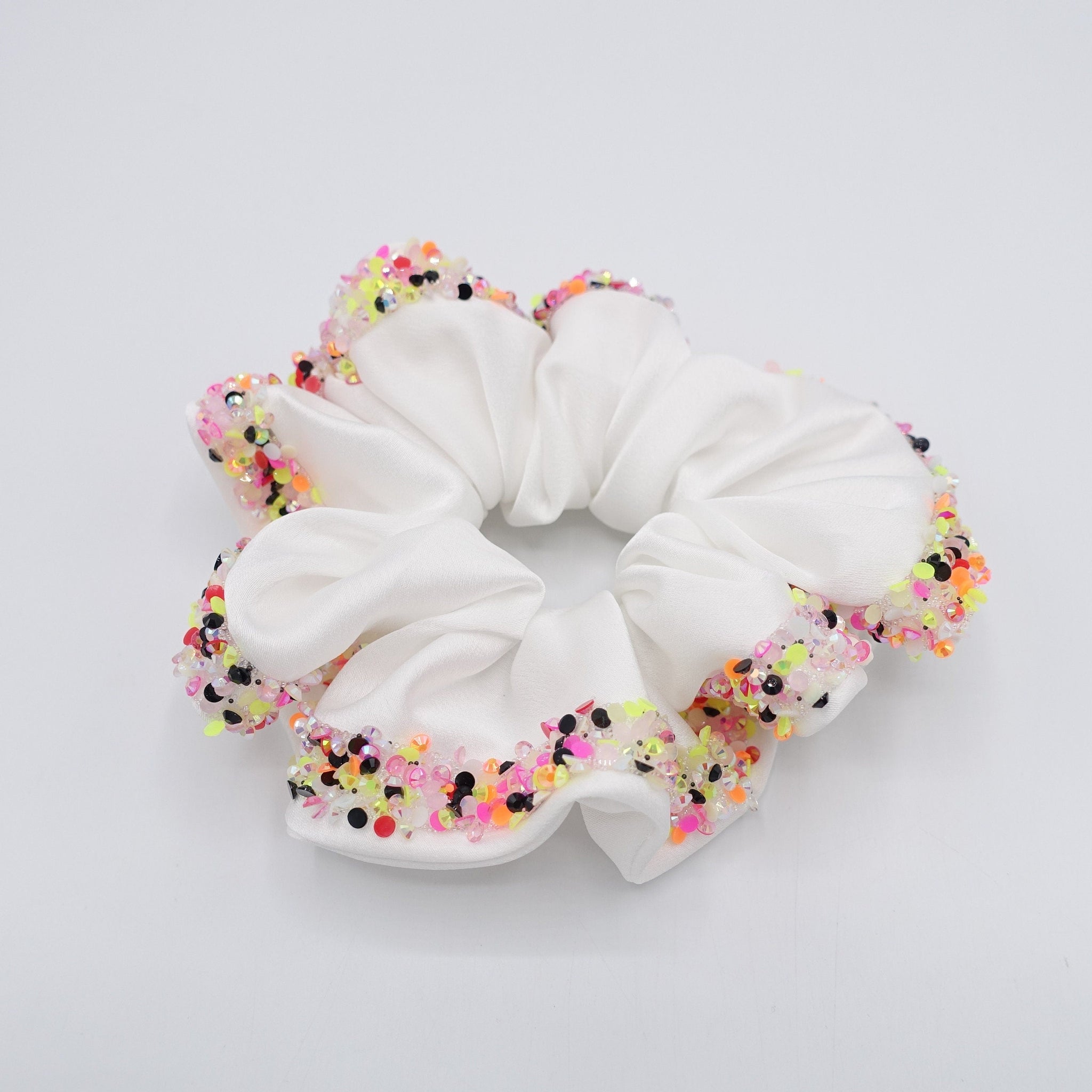 veryshine.com Scrunchies White-Multi satin beads scrunchies for women
