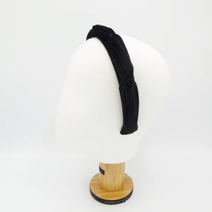 VeryShine Headband Black velvet corduroy headband hand sewn cross pattern grosgrain hairband women hair accessory