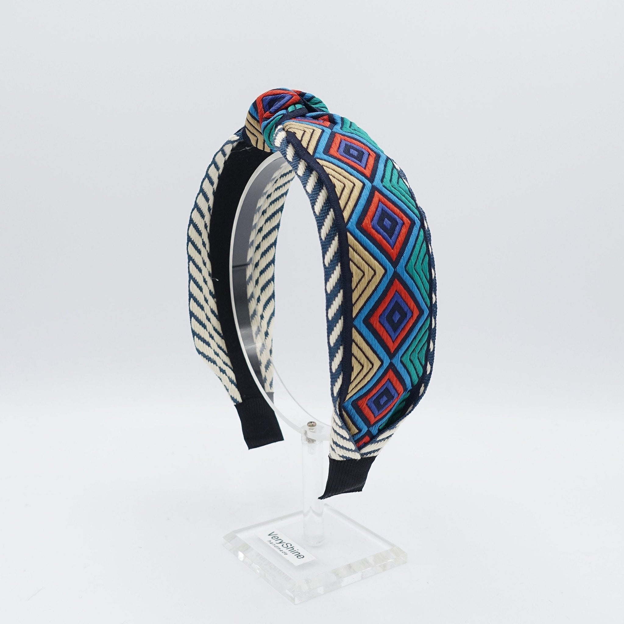 VeryShine Headband diamond embroidery headband top knot diagonal pattern hairband for women