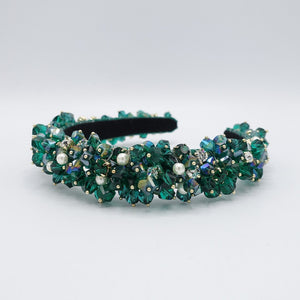 VeryShine Headband Emerald bridal headband crystal pearl beaded hairband rhinestone jewel hair accessory for women