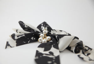 "Handmade" scrunchies/hair holder Handmade Chiffon Multi Wing Bow Pearl Ornamented Elastic Ponytail Holder