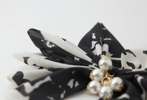 "Handmade" scrunchies/hair holder Handmade Chiffon Multi Wing Bow Pearl Ornamented Elastic Ponytail Holder