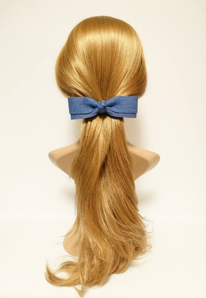 veryshine.com Barrette (Bow) Denim Slim Layered Loop Bow French Hair Barrette for Women