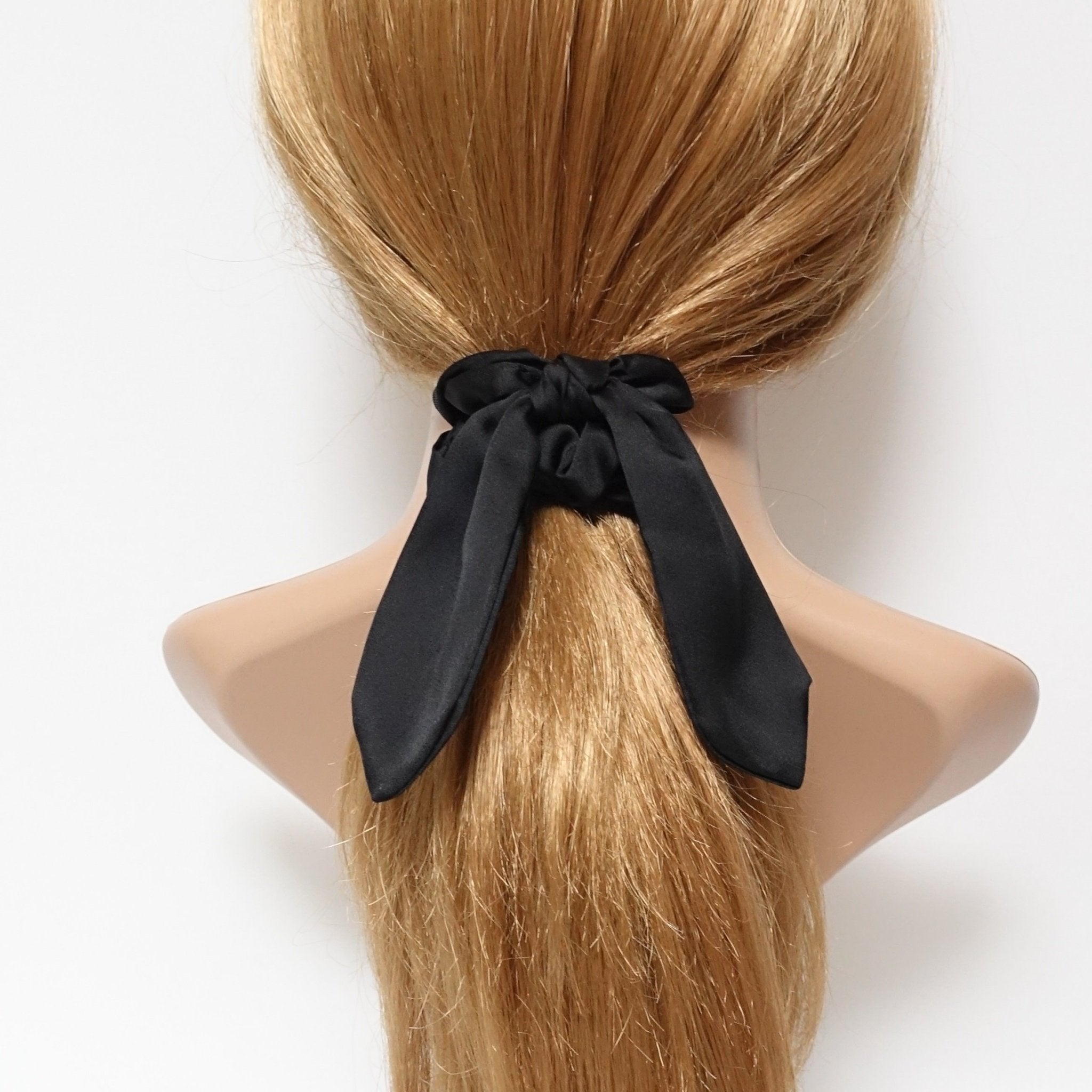 satin hair bow knot scrunchies glossy tail bow scrunchy women hair accessory - veryshine.com