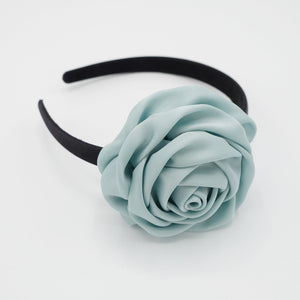 satin rose decorated black satin headband flower hairband simple women hair accessory - veryshine.com