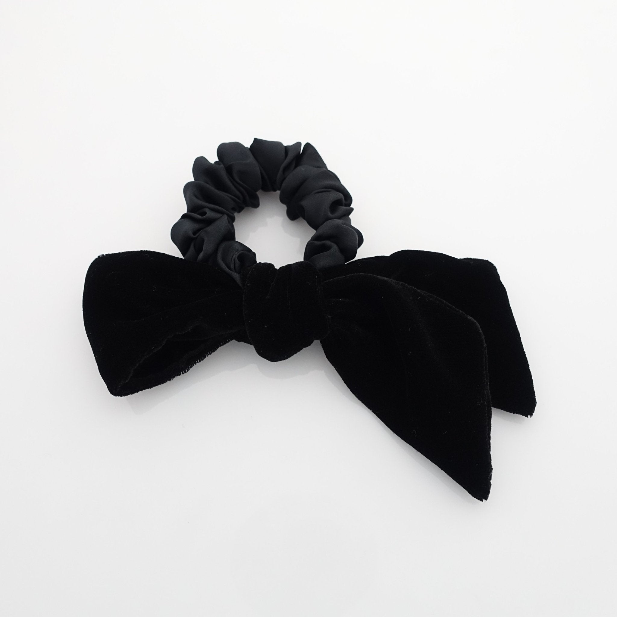 short silk velvet bow knot satin scrunchies black velvet simple bow luxury style bow scrunchy - veryshine.com