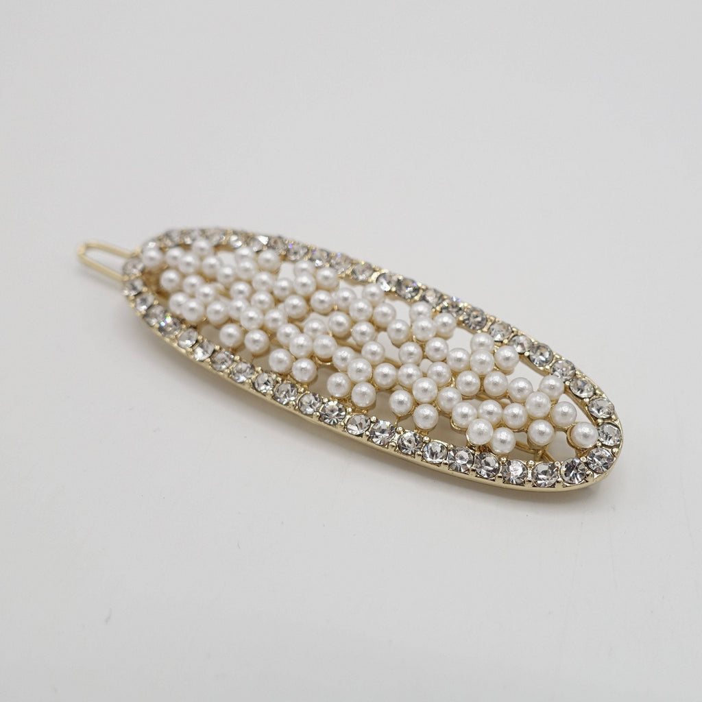 VeryShine Accessories Gold oval pearl hair clip