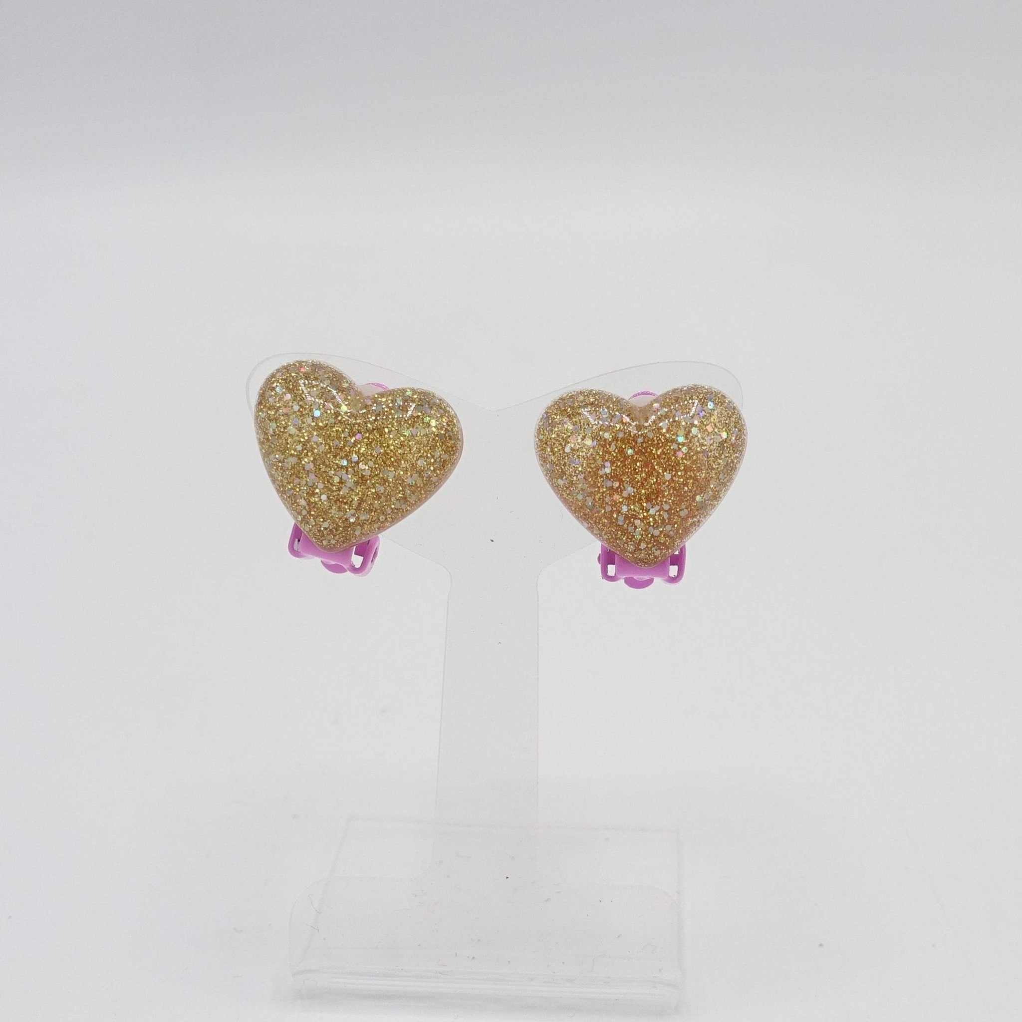 VeryShine Accessories Heat gold girls clip on earring glittering star heart earring for kids