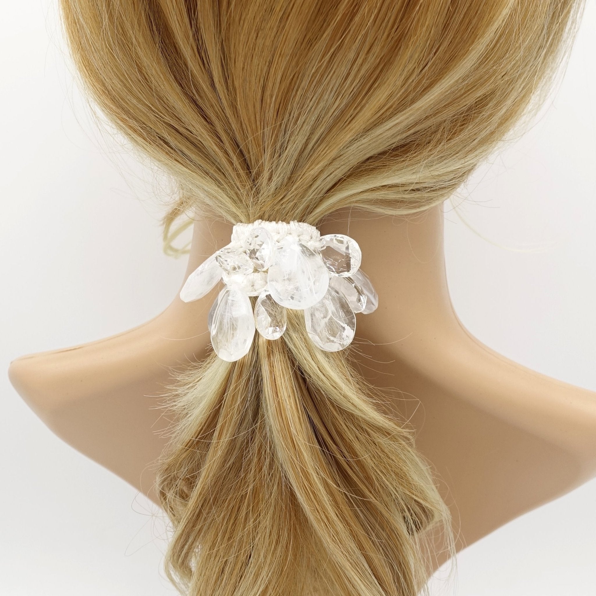VeryShine acrylic water drop ball beaded hair elastic ponytail holder women hair accessory
