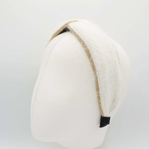VeryShine angora fabric cross headband  metal edge decorated hairband women  hair accessories