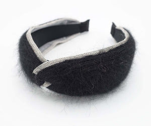 VeryShine angora fabric cross headband  metal edge decorated hairband women  hair accessories