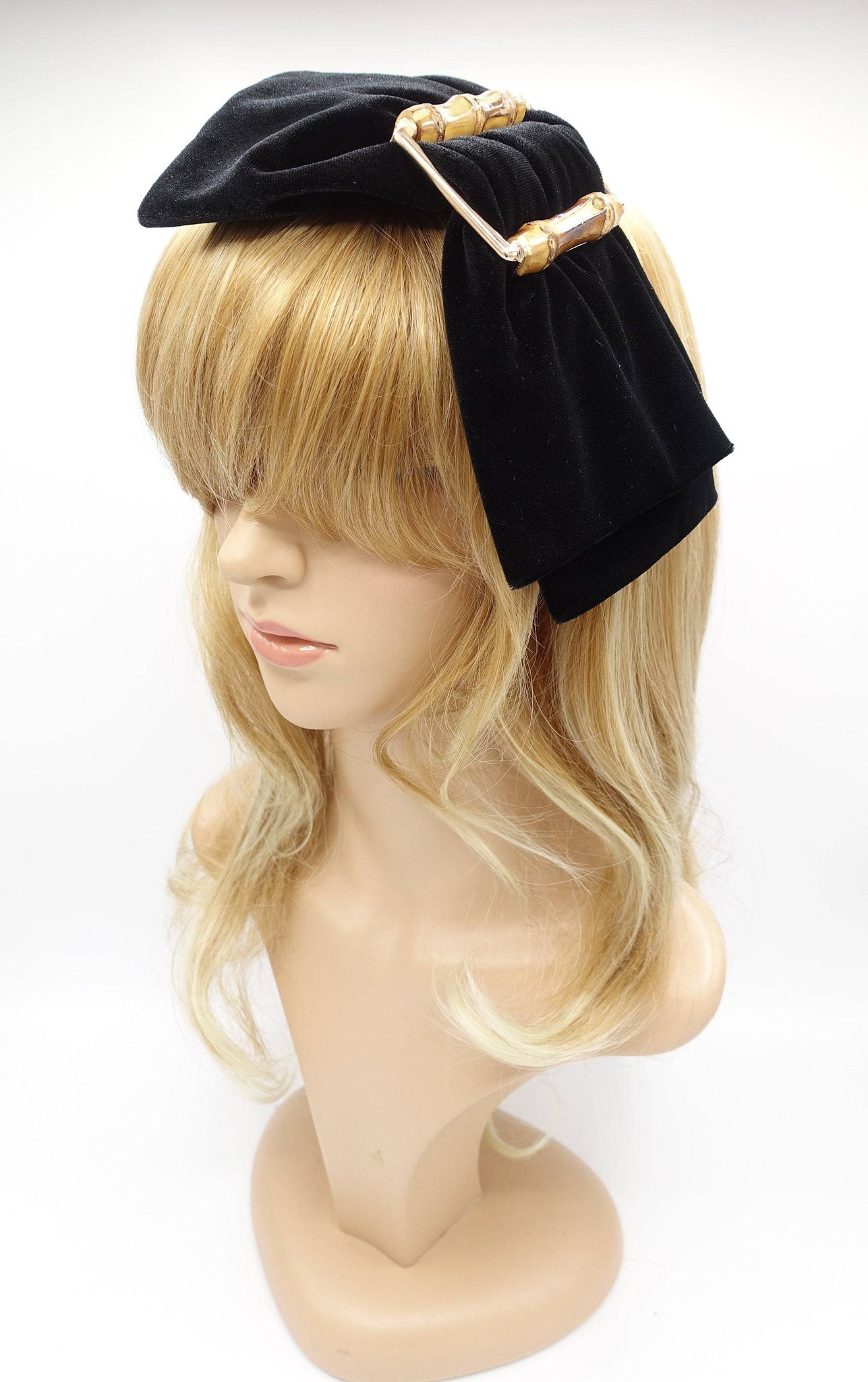 VeryShine bamboo buckle velvet headband hair bow luxury style hair accessory for women