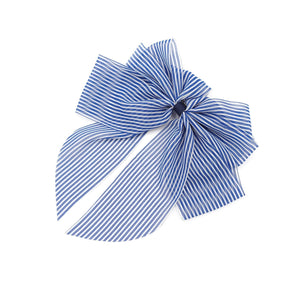 VeryShine Barrette (Bow) Blue navy narrow stripe hair bow layered style tail hair accessory for women