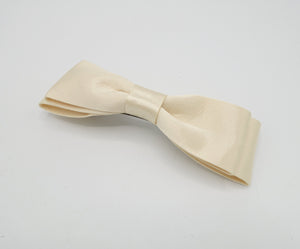 VeryShine Barrette (Bow) Cream ivory glossy satin layered hair bow basic style for women