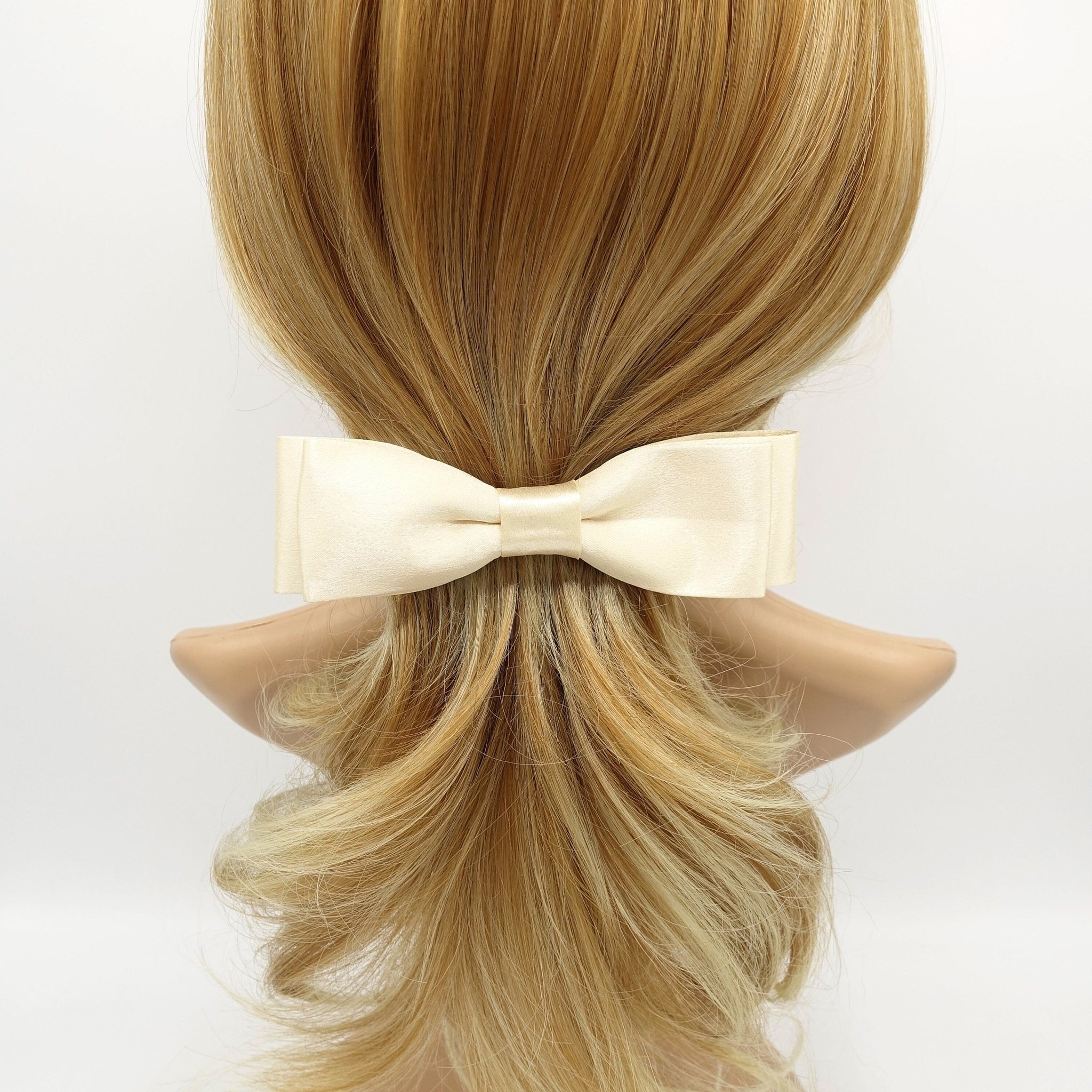 VeryShine Barrette (Bow) glossy satin layered hair bow basic style for women
