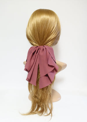 VeryShine Barrette (Bow) Mauve chiffon drape frill  layered  hair bow feminine style women hair accessories