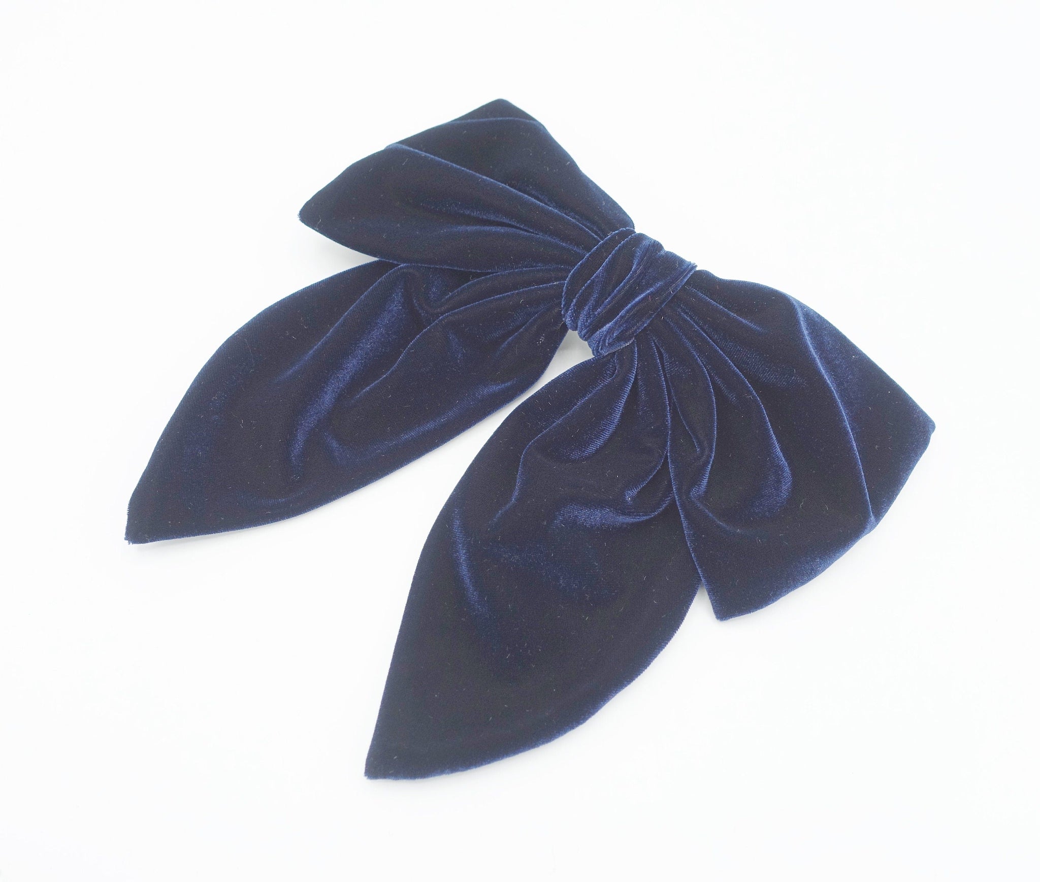VeryShine Barrette (Bow) Navy velvet hair bow pointed big bow stylish women hair accessory for women