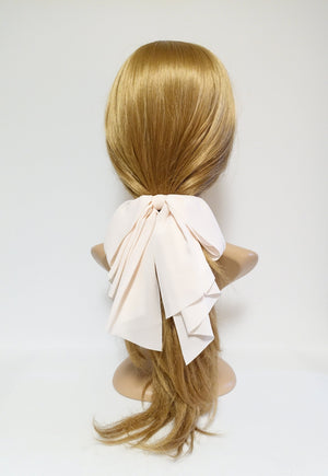 VeryShine Barrette (Bow) Peach cream chiffon drape frill  layered  hair bow feminine style women hair accessories