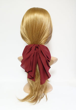 VeryShine Barrette (Bow) Red wine chiffon drape frill  layered  hair bow feminine style women hair accessories