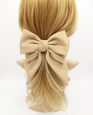 VeryShine Barrettes & Clips Beige double layered tail hair bow chiffon hair barrette for women