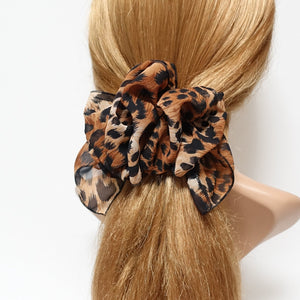 VeryShine Barrettes & Clips Brown color leopard chiffon ruffle flower hair barrette woman hair accessory