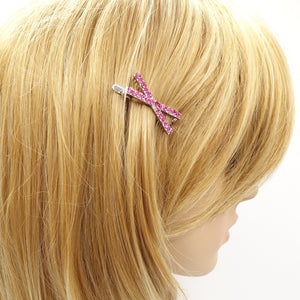 VeryShine Barrettes & Clips Cherry pink rhinestone embellished cross magnetic hair clip