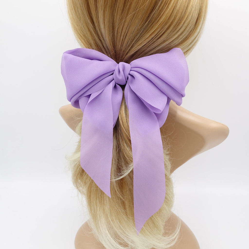 VeryShine Barrettes & Clips chiffon hair bow wing stacked style solid color VeryShine hair accessories for women