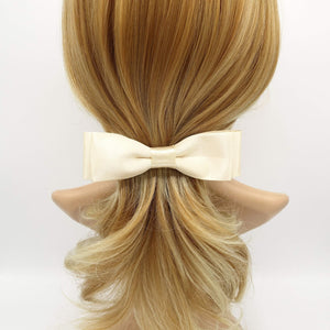 VeryShine Barrettes & Clips Cream ivory pleated fabric hair bow twisted edge fabric trim hair bow women hair accessory