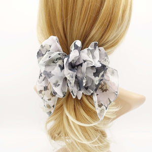 VeryShine Barrettes & Clips Gray gradation floral print ruffle wave french hair barrette women hair accessory