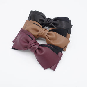 veryshine Barrettes & Clips leather hair bow multi layered stylish Fall Winter hair accessory for women