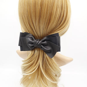 veryshine Barrettes & Clips leather hair bow multi layered stylish Fall Winter hair accessory for women