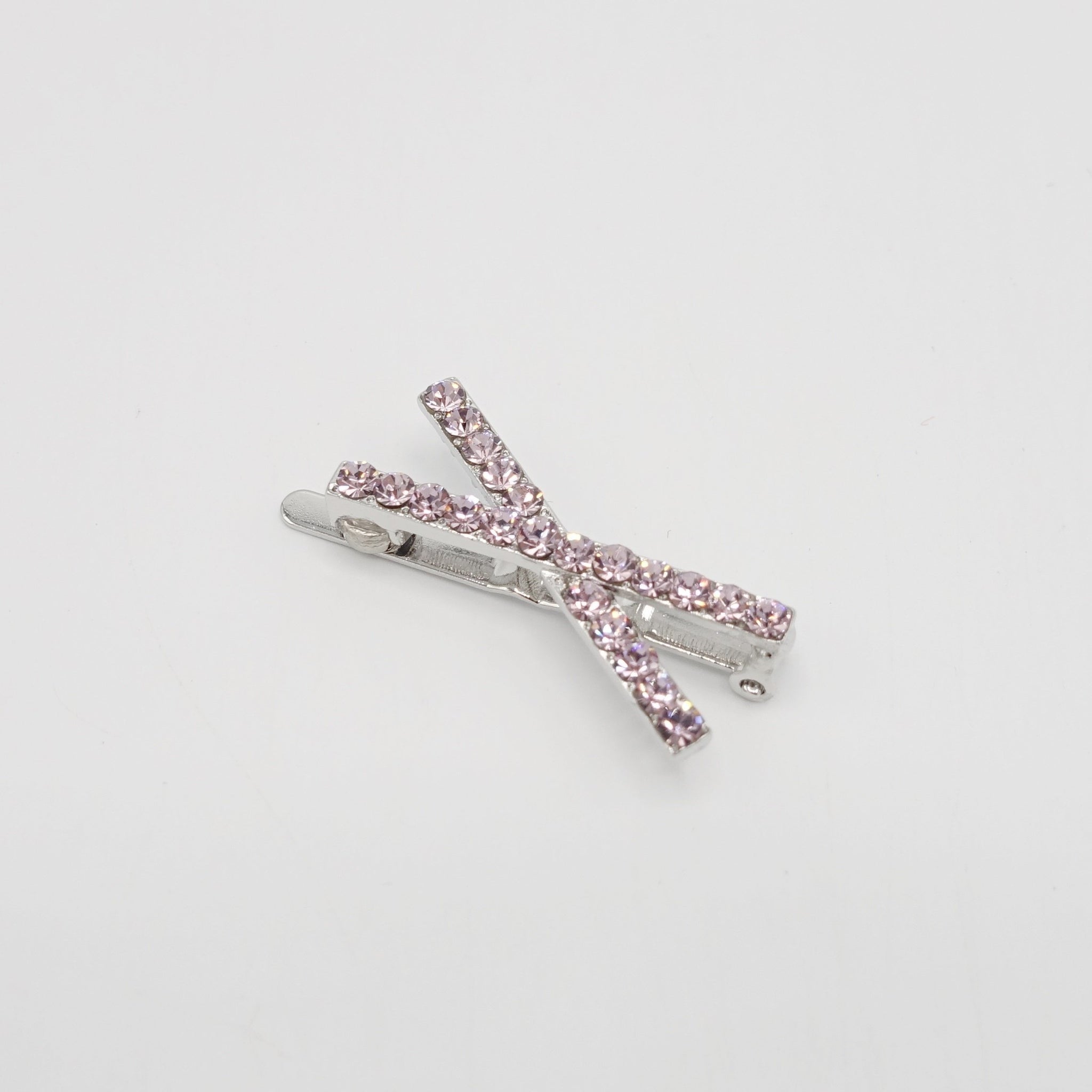 VeryShine Barrettes & Clips Light violet rhinestone embellished cross magnetic hair clip